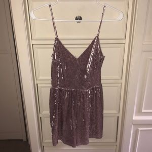 Mini velour spaghetti strap romper